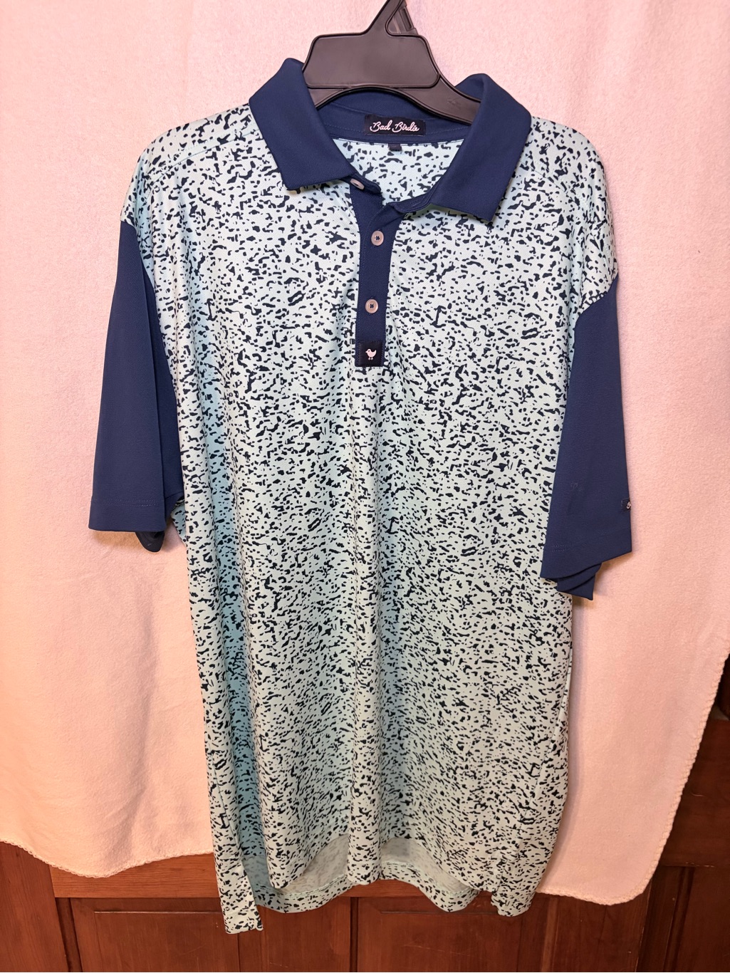Bad Birdie Elephante Polo Blue Speckled Polo Shirt